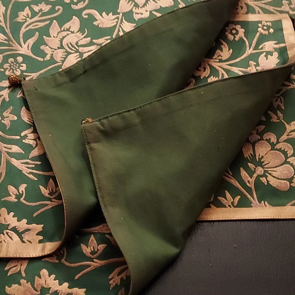Green And Gold Placemats Elegant Brocade Baroque Pattern Set Of 4 Cotton